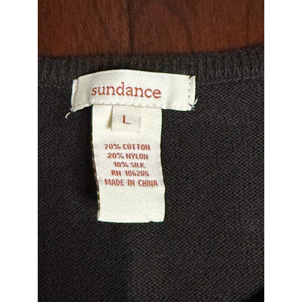 Sundance Womens Embroidered Cardigan Sweater Size Large Front Button 3/4 Sleeves - Picture 4 of 14